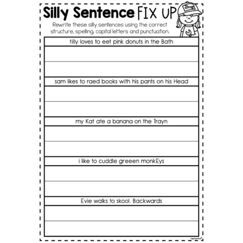 Silly Sentence Fix Up – Top Teacher - Worksheets Library