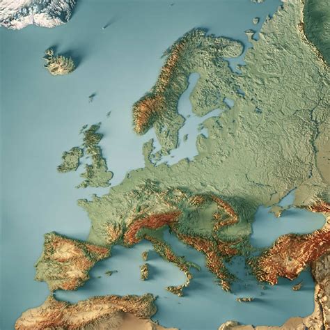 3D Render of a Topographic Map of Europe : r/MapPorn