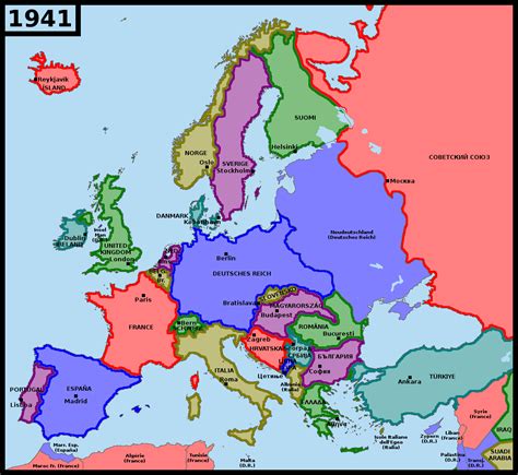 World War 2 Map Of Europe 1941