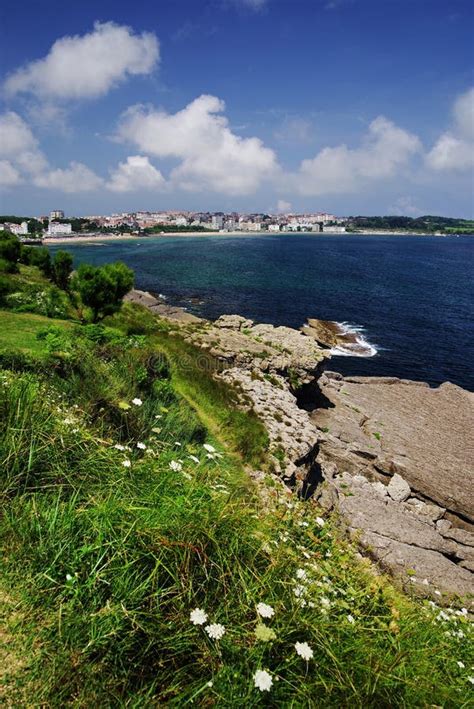 Cantabrian Coast in Santander, the Bay of Biscay, Atlantic Ocean, Spain Stock Photo - Image of ...