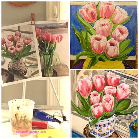 Painting Pink Tulips - Autumn's Garden