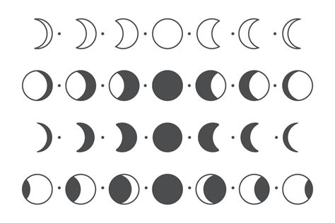 Vector lunar phase of the moon Simple circle shape design Isolated on white background. 2247220 ...