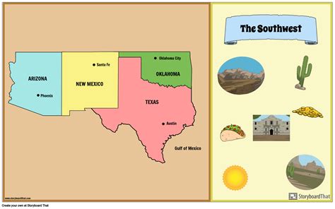 Southwest Region States and Capitals Map