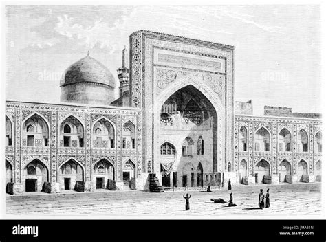 Old view of Imam Reza Shrine, Mashhad, Iran. Created by De Bar after photo in Khanikof ...