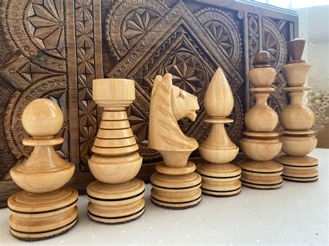 Wooden Chess Pieces, Chess Set Wood, Wooden Chess Set Handmade, Hand Carved Chess Pieces Maple ...