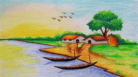 Village Scenery Drawing at GetDrawings | Free download