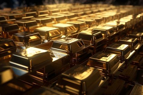 Premium AI Image | A bunch of gold bars are stacked on top of each other.