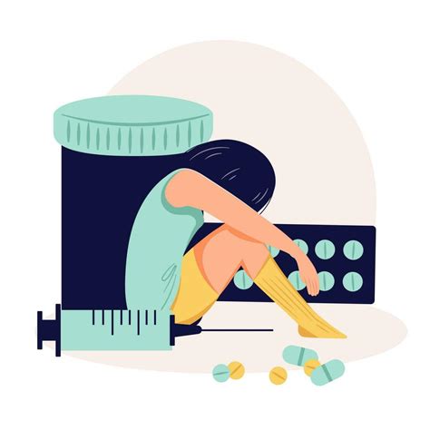 Drug addiction concept female person suffer from drug abuse flat illustration 27568884 Vector ...