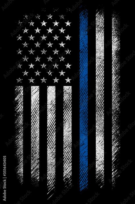 grunge usa police flag with thin blue line vector design Stock Vector ...