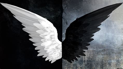 HD wallpaper: Fantasy, Angel, Black & White, Dark, Evil, Light, Wings | Wallpaper Flare