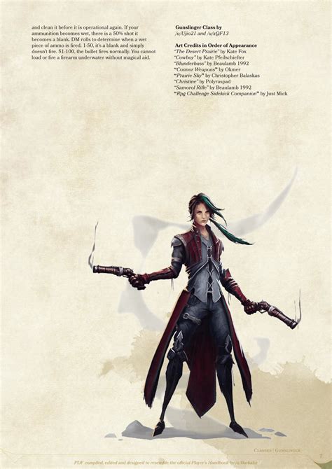 DnD 5e Homebrew — Gunslinger Class by Ujio21 Steampunk Character ...