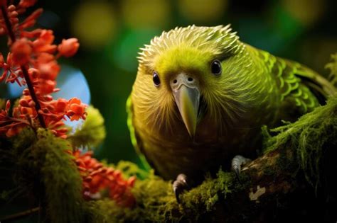 Premium Photo | Kakapo parrot revels in its natural habitat surrounded by lush greenery