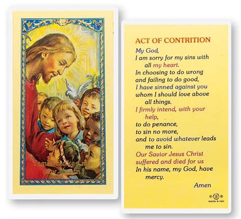 Act of Contrition Christ Kids Laminated Prayer Cards 25 Pack