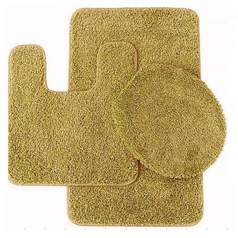 #6 Gold 3-Piece Design Bathroom Mat Set, Plain Embossed Large Rug 19"x ...