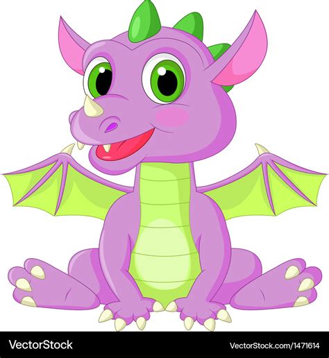 Cute baby dragon cartoon Royalty Free Vector Image