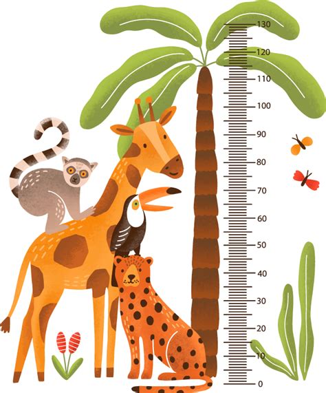 Animals for kids height chart sticker - TenStickers