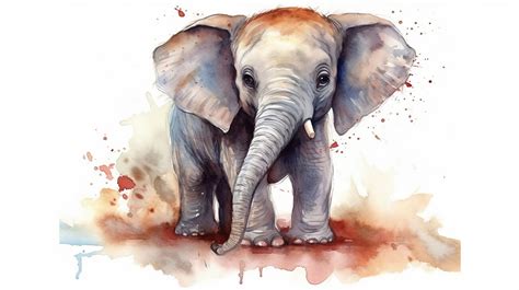 Wall Art Print | baby elephant, watercolor painting | Europosters