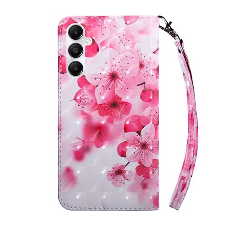 For Samsung Galaxy A15 3D Painted Leather Phone Case (Red Flower) – Alexnld.com