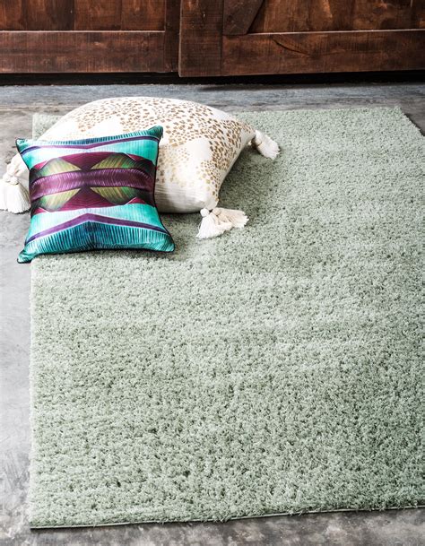 Sage Green 8' x 10' Studio Solid Shag Rug | iRugs UK