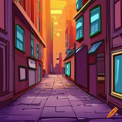 Cartoon street alley background