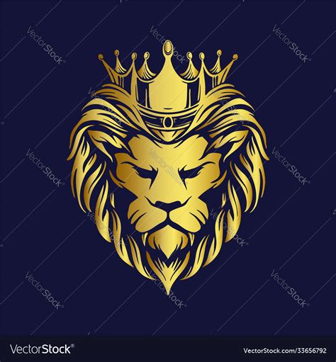 Crown gold lion logo company premium Royalty Free Vector