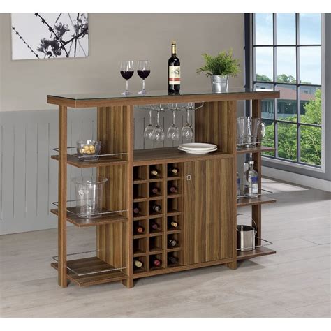 Wrought Studio Aadil Open Shelf Bar Cabinet with Wine Storage | Wayfair