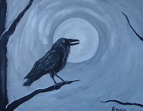 Full Moon Raven Painting by Angie Butler - Fine Art America