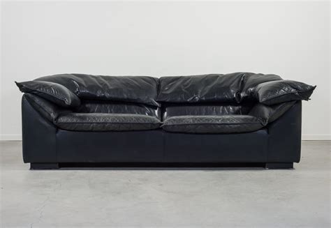 Modern black leather 'Monza' sofa by Niels Eilersen, 1980s | #125178