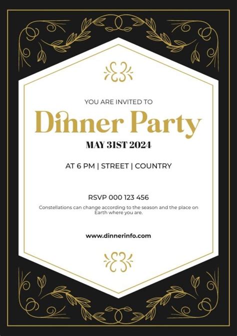 Personalize and download this Ornamental Linear Gala Dinner Party Invitation template