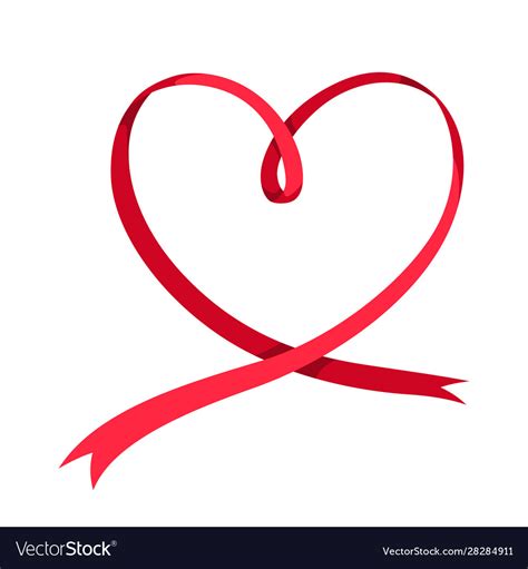 Valentines day red heart shaped ribbon Royalty Free Vector