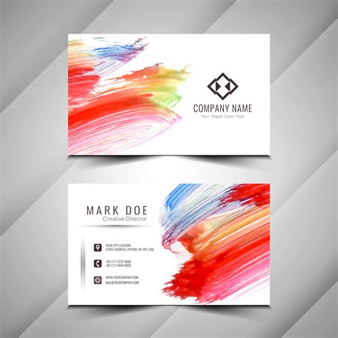 Abstract colorful watercolor business card design template 240874 Vector Art at Vecteezy