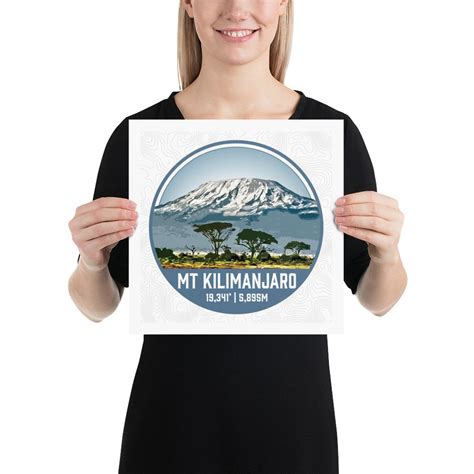 Mt Kilimanjaro Poster, Mt Kilimanjaro Print, Kilimanjaro, Seven Summits ...