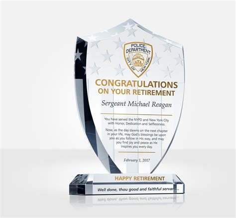 Shield Police Retirement Plaque - DIY Awards