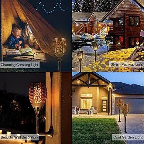 Solar Tiki Torches with Flickering Flame, 96 LED Waterproof Solar Torch ...