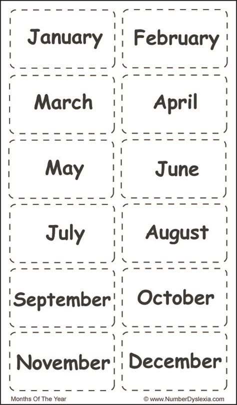 Months Of The Year Printable Chart