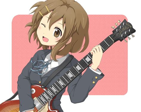 Female anime character in school uniform playing guitar digital ...