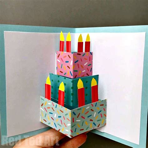 Easy Pop Up Birthday Card DIY - Red Ted Art - Kids Crafts | Simple birthday cards, Birthday card ...