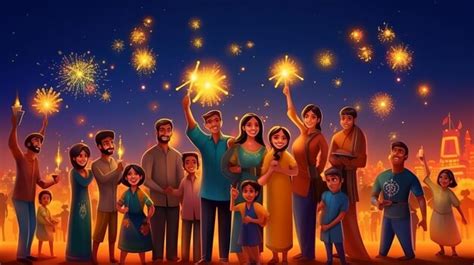 Premium AI Image | Happy indian family celebrating Diwali festival ...