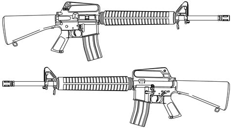 M16 rifle Blueprint - Download free blueprint for 3D modeling