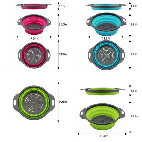 PHILWIN Set of 3 Collapsible Kitchen Colander/Strainer, Two Pieces-4 Quart and One Piece-2 Quart ...