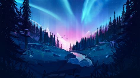 Auroral Forest 4k Illustration, HD Artist, 4k Wallpapers, Images, Backgrounds, Photos and Pictures