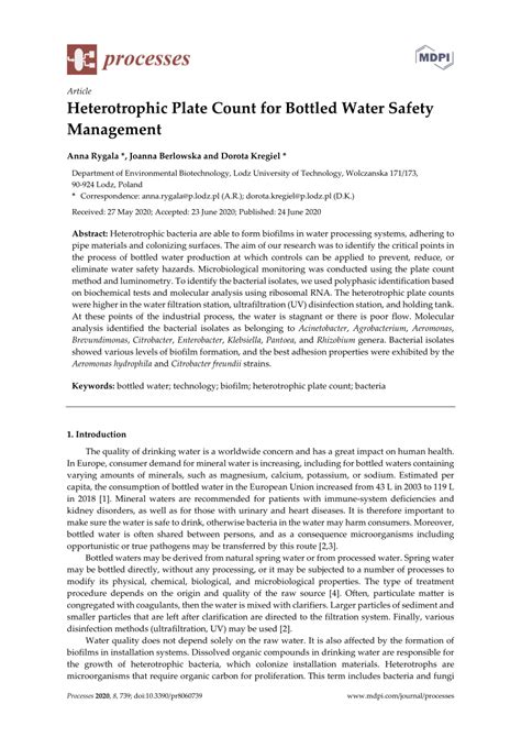 (PDF) Heterotrophic Plate Count for Bottled Water Safety Management