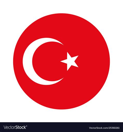 Round turkey flag turkish flag star and moon Vector Image