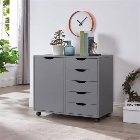 Amy 5-Drawer Office Storage Cabinet with Shelves by Naomi Home-Color:Gray - Walmart.com ...