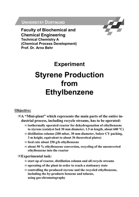 Styrene Production from Ethylbenzene