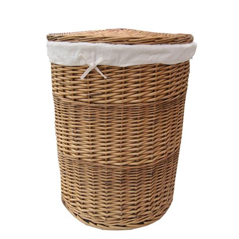 Natural Round Wicker Laundry Basket | Laundry basket with lid, Wicker laundry basket, Wicker ...