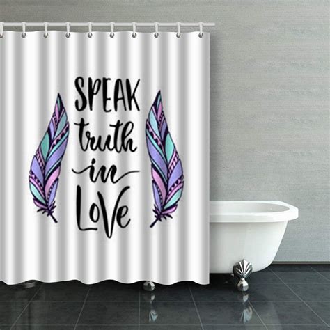 ARTJIA Modern Lettering Inspirational Hand Lettered Funny Quote Shower Curtains Bathroom Curtain ...