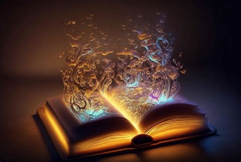 Premium Photo | Magic fantasy glowing book on dark background