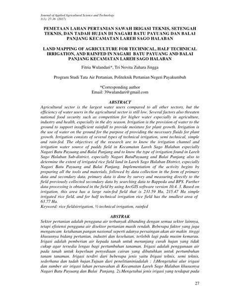 (PDF) Pemetaan Lahan Pertanian Sawah Irigasi Teknis, Setengah Teknis ...