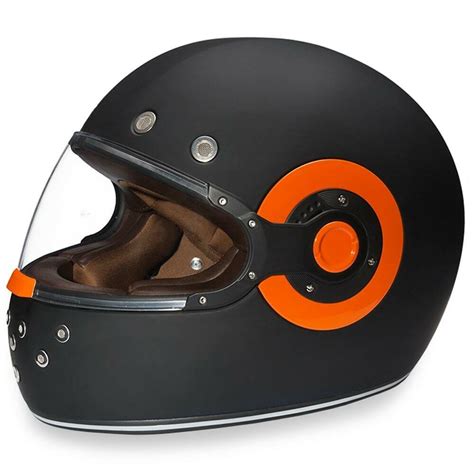 Daytona Helmets Retro DOT Approved Bike Dull Black Orange Motorcycle Helmet R1-O | Motorcycle ...